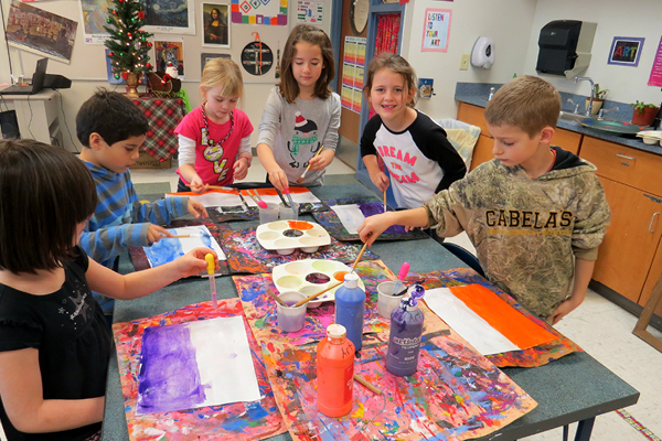 Laker School Art Programs Students painting