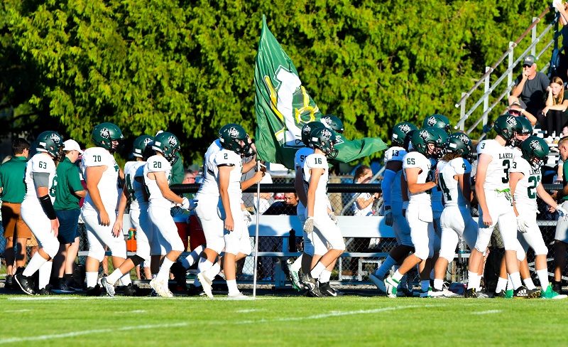 laker football with flag