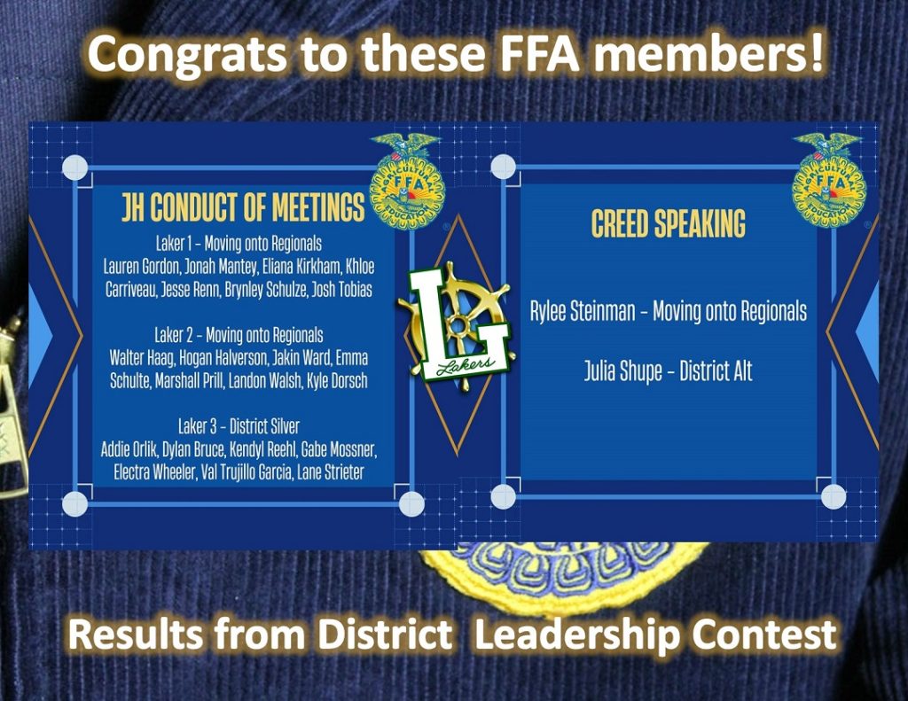 congratulations FFA middle school