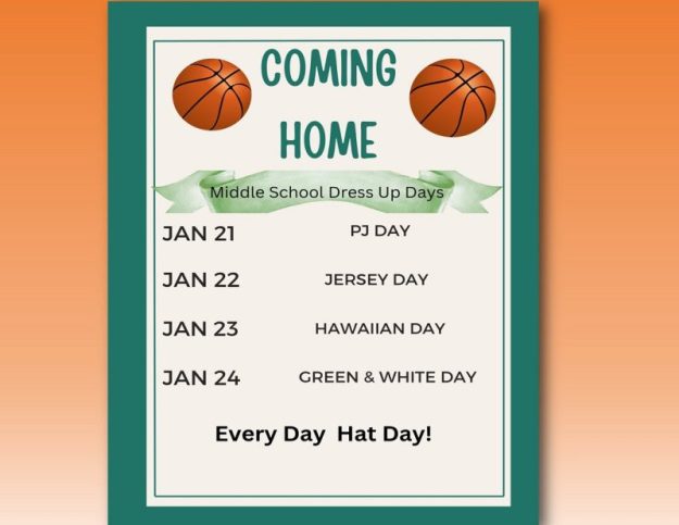 coming home middle school dress up days